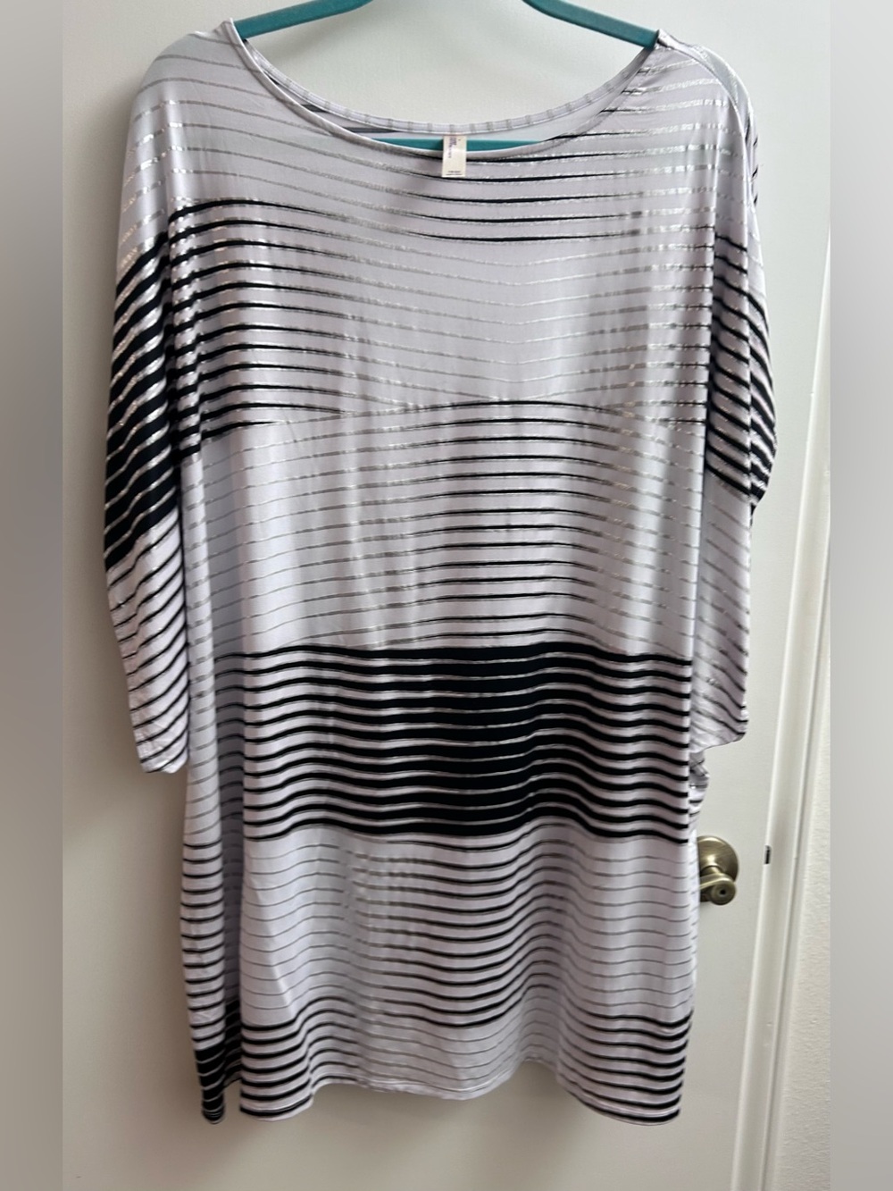 Swim By Cacique Womens 18/20 Beach Cover Up Sexy Black Silver Shimmer White